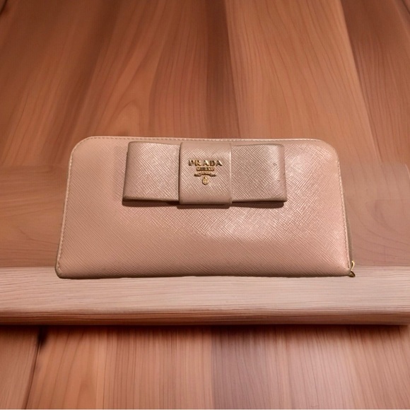 PRADA Large Fiocco Ribbon Wallet in Pale Dusty Pink - Picture 1 of 14